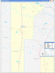 Jim Wells County, TX Wall Map Zip Code Basic Style 2024